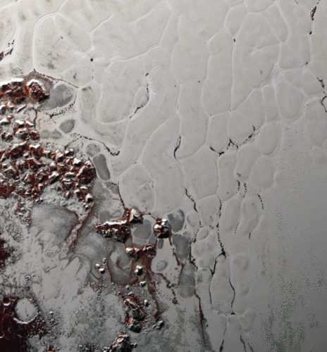 An area about 400 km (250 miles) long in Pluto's Sputnik Planum region (Image NASA/JHUAPL/SwRI)