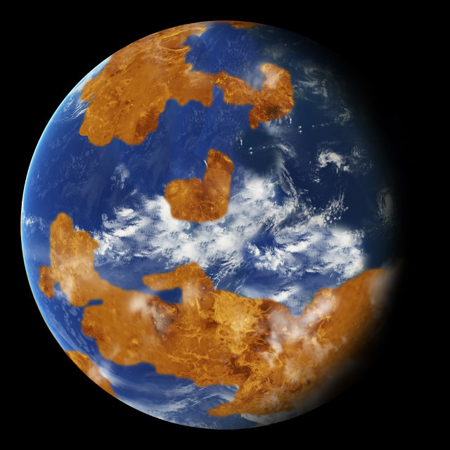 Artistic concept of what Venus possibly looked like 2 billion years ago (Image NASA)