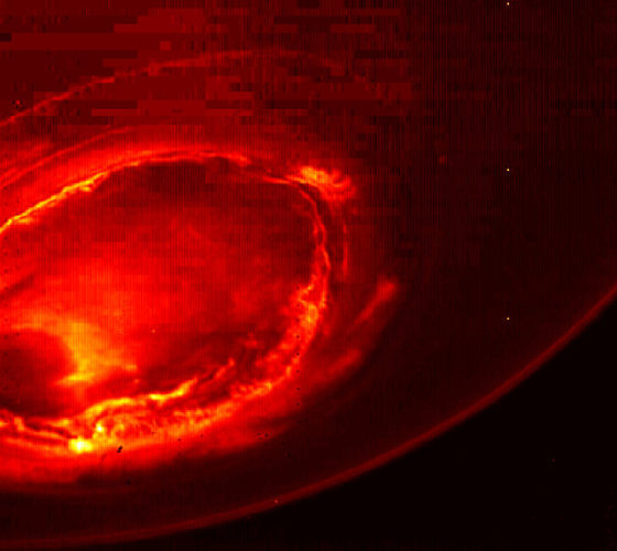 The southern aurora of Jupiter seen at infrareds (Image NASA/JPL-Caltech/SwRI/ASI/INAF/JIRAM)
