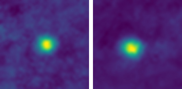 False-color photo of 2012 HZ84 and 2012 HE85 (Image NASA/JHUAPL/SwRI)