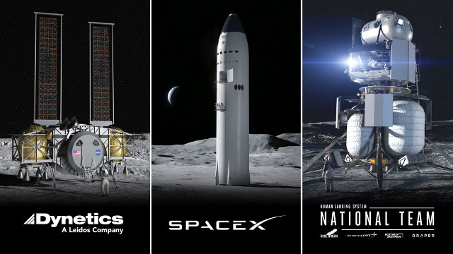 The Moon landers by Dynetics, SpaceX and Blue Origin / National Team