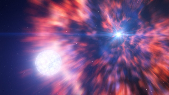 Artist's concept of the aftermath of a supernova in a binary system (Image ESO/L. Calçada)