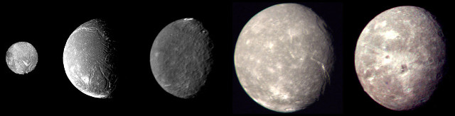 Uranus' moons seen by Voyager 2