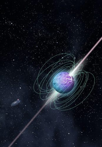 Artist's concept of a magnetar and its magnetic field (Image courtesy McGill University Graphic Design Team)