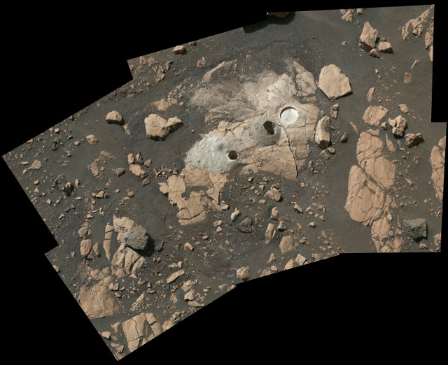 The "Wildcat Ridge" outcrop on Mars (Image NASA/JPL-Caltech/ASU/MSSS)