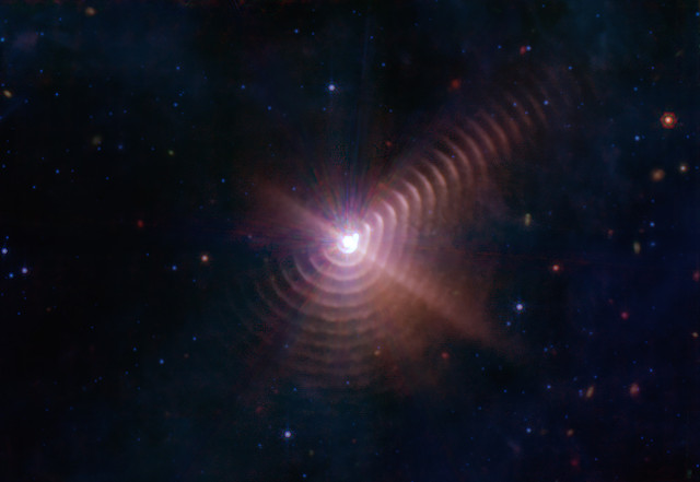 WR 140, its companion, and the rings around them (Image NASA, ESA, CSA, STScI, JPL-Caltech)