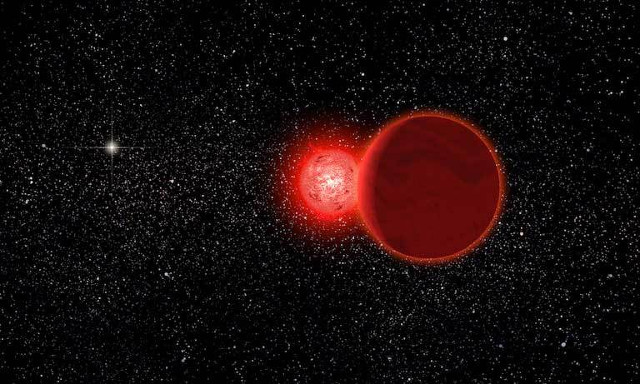 Artist's concept of Scholz's star with its companion, a binary system that might be similar to LP 413-53AB (Image Michael Osadciw/University of Rochester)