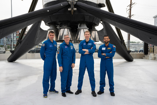 Andrey Fedyaev, Stephen Bowen, Warren Hoburg, and Sultan Alneyadi (Photo courtesy SpaceX)