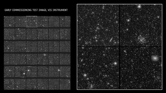 Early commissioning test image – VIS instrument full field of view and zoom in for detail
