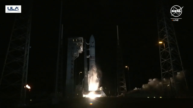 The Vulcan rocket blasting off (Image NASA TV)