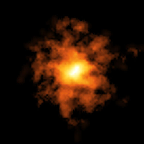 The REBELS-25 galaxy as seen by the ALMA radio telescope (Image ALMA (ESO/NAOJ/NRAO)/L. Rowland et al.)