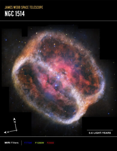 Planetary Nebula NGC 1514 (MIRI image, annotated)