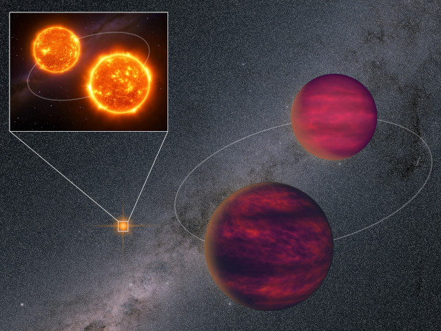 An artist's impression of the UPM J1040−3551 AabBab system