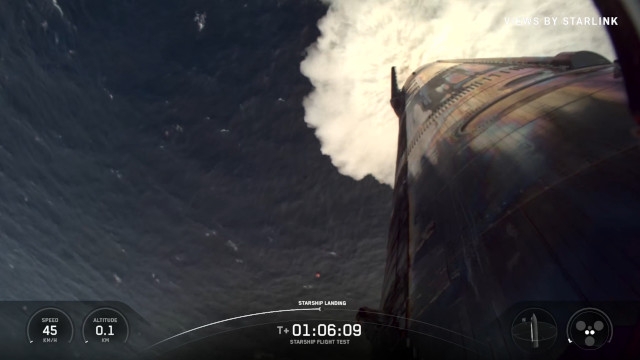 Starship 38 during the splashdown maneuver (Image courtesy SpaceX)