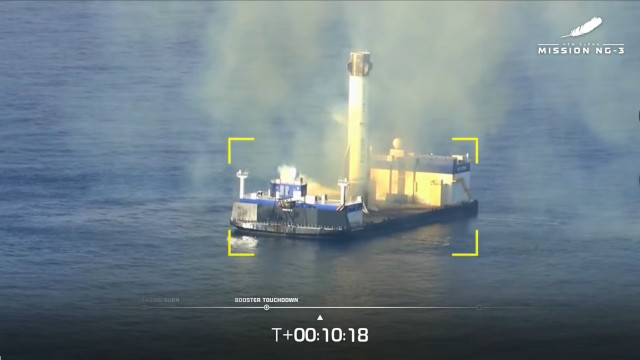 The “Never Tell Me the Odds” first stage after its second landing (Image courtesy Blue Origin)