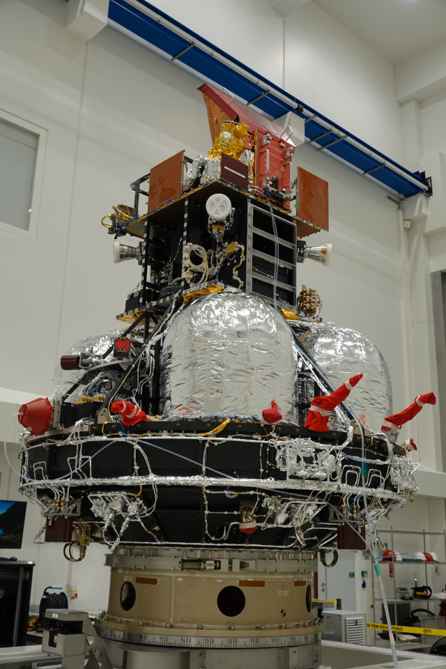 The Smile satellite during the preparation phase (Photo ESA–B.Vanoutryve - ESA Standard License)