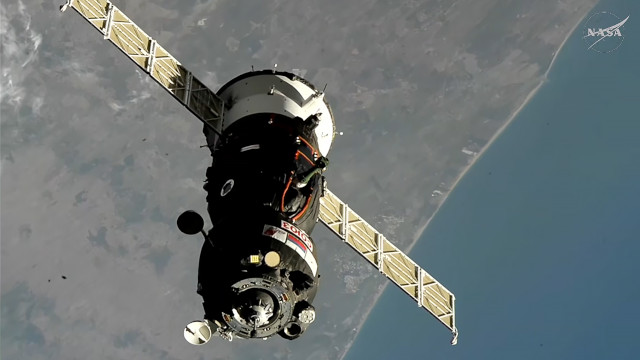 The Soyuz MS-29 spacecraft approaching the International Space Station (Image NASA+)